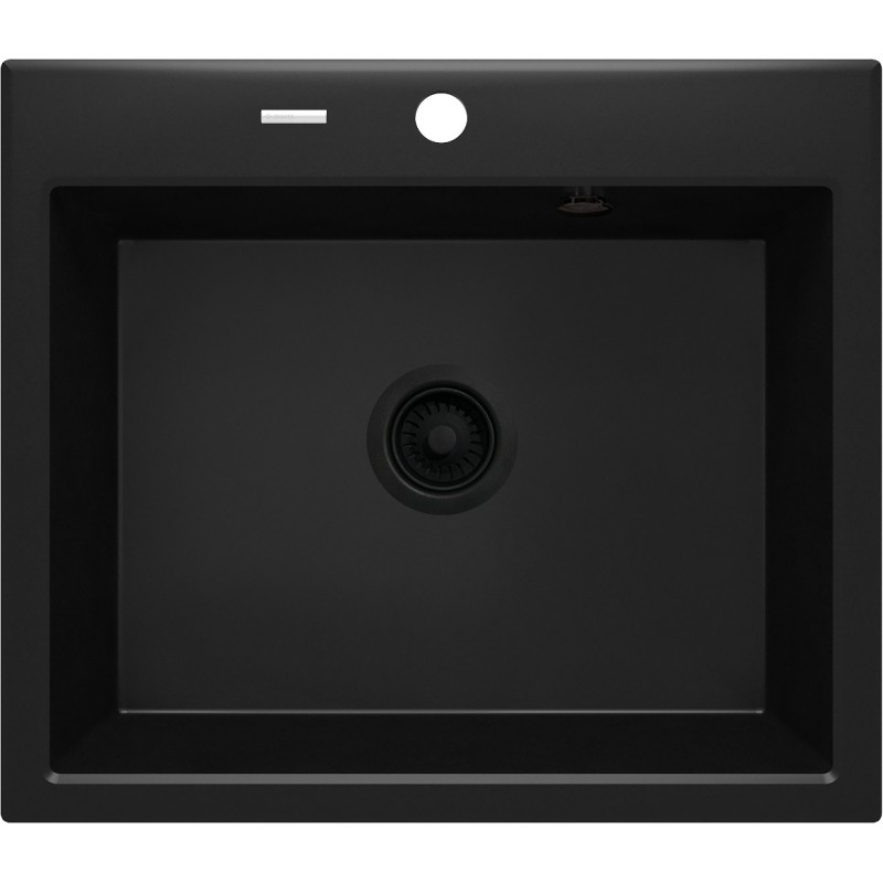 Évier de cuisine noir en matériau composite 600 x 520 mm complet avec accessoires Deante Andante ZQN_N103