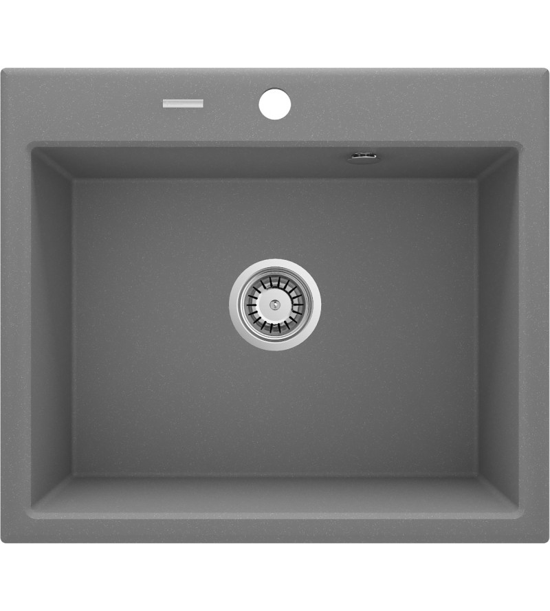 Fregadero de cocina de 600 x 520 mm en color gris metalizado con accesorios Deante ANDANTE ZQN_S103