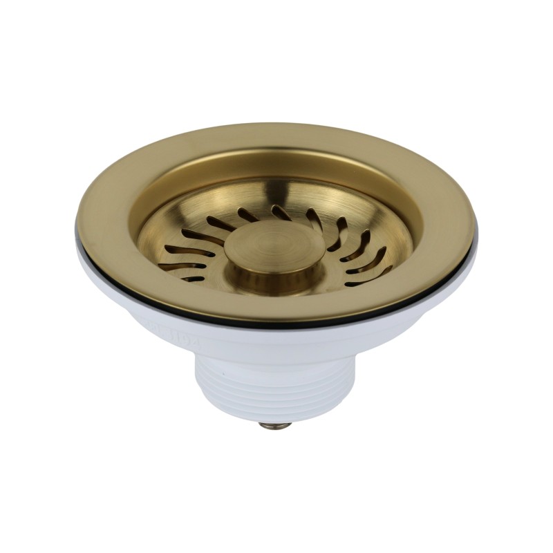Universal basket drain for kitchen sink Ø 114 mm gold PVD colour L.B. Plast Fasolo 550-46-RFSS-KOL