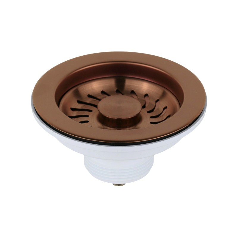 Universal basket drain for kitchen sink Ø 114 mm PVD brushed copper L.B. Plast Fasolo 550-46-RFSS-VAN