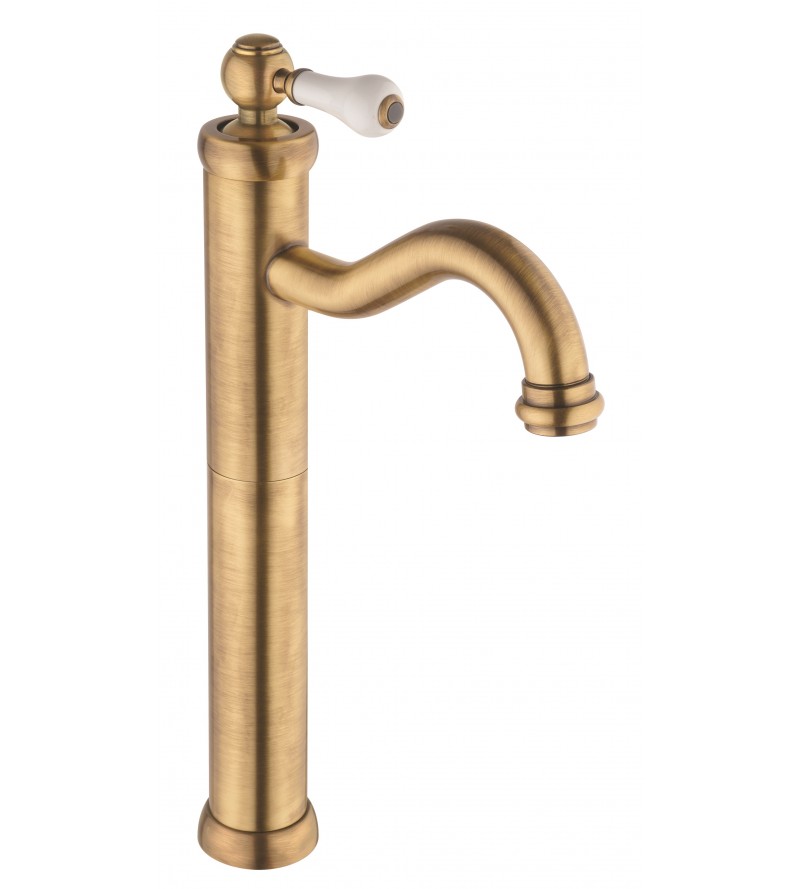 Mitigeur de lavabo à bec haut de couleur bronze de style rétro Piralla Como 0TOF3493A21