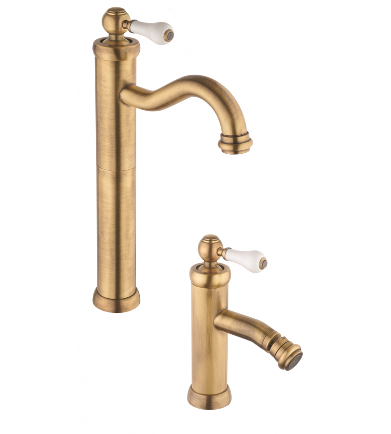 Retro style bronze colored basin and bidet tap set Piralla Como KITCOMOOF2