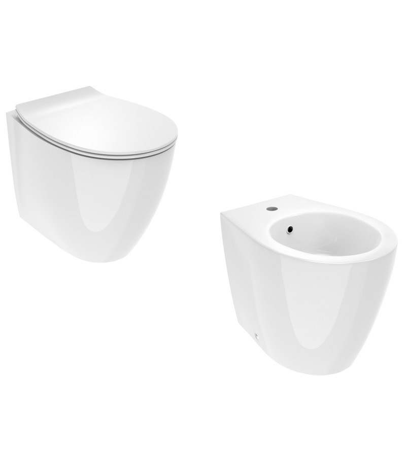 Pair of floor-mounted sanitary fixtures in glossy white with a depth of 52 cm Ercos Kite KITKITEBI1