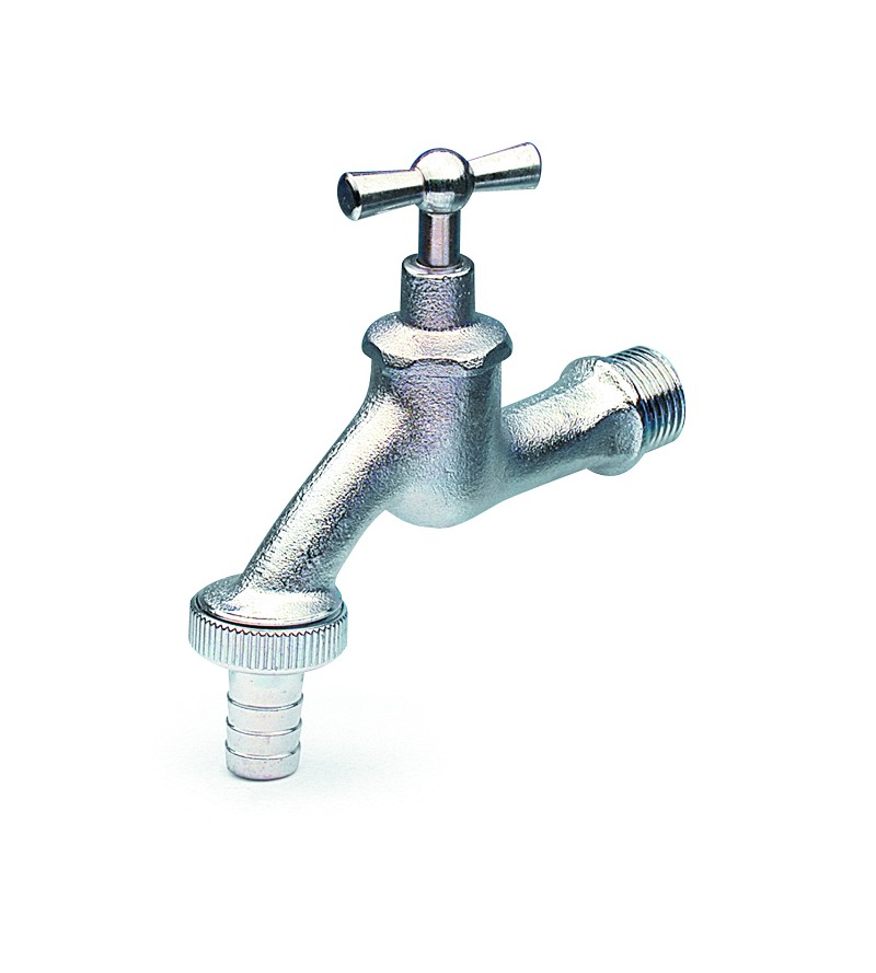 Sandblasted chrome-plated German type garden tap with hose holder APM 070CS 01520